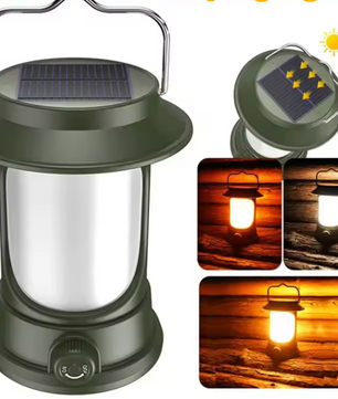 Solar Camping Lamp – Dimbare LED Lantaarn met USB-C en Warm/Koud Licht voor Outdoor