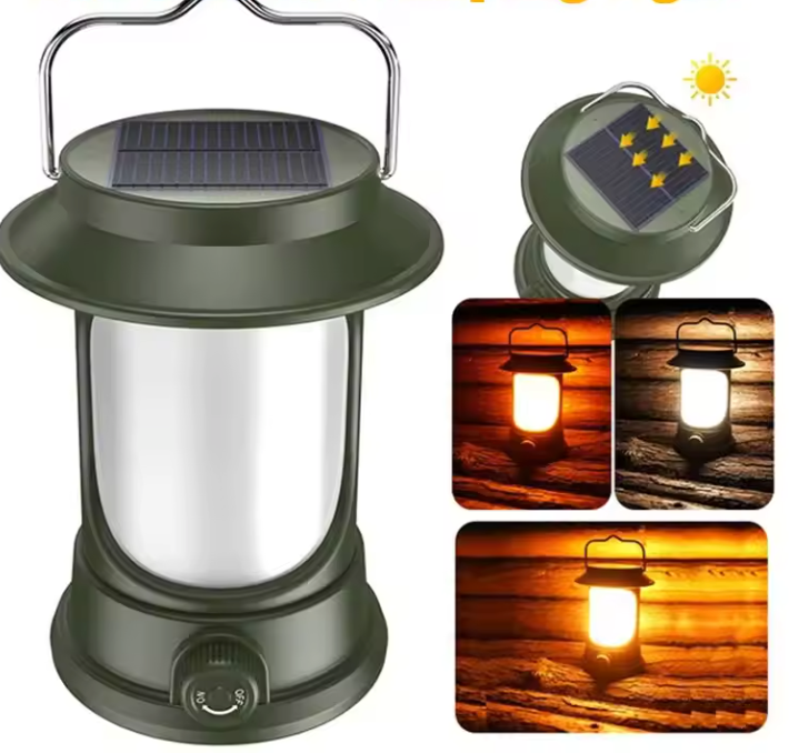 Solar Camping Lamp – Dimbare LED Lantaarn met USB-C en Warm/Koud Licht voor Outdoor