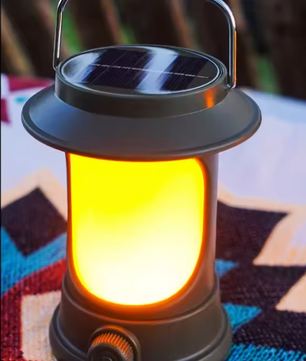 Solar Camping Lamp – Dimbare LED Lantaarn met USB-C en Warm/Koud Licht voor Outdoor