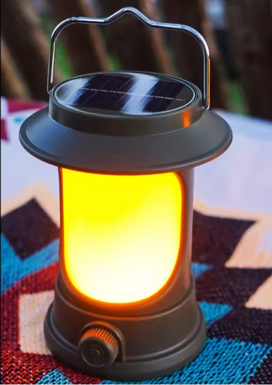 Solar Camping Lamp – Dimbare LED Lantaarn met USB-C en Warm/Koud Licht voor Outdoor