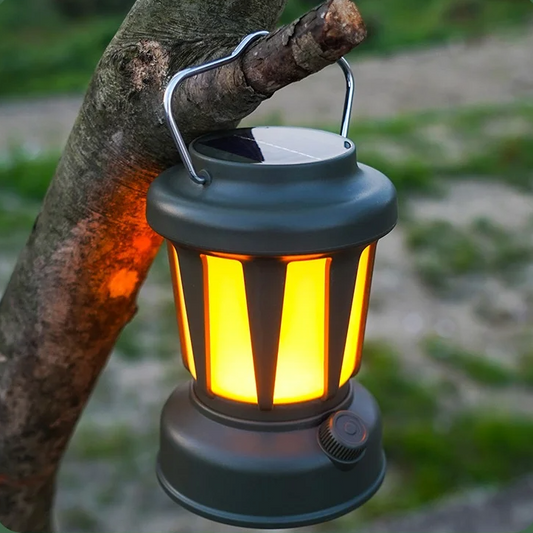 Solar Camping Lamp – Dimbare LED Lantaarn met USB-C en Warm/Koud Licht voor Outdoor