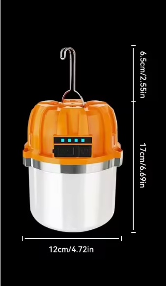 LED Camping Lamp – Oplaadbare Hanglamp met Powerbank en Batterij Indicator, 3 Lichtstanden