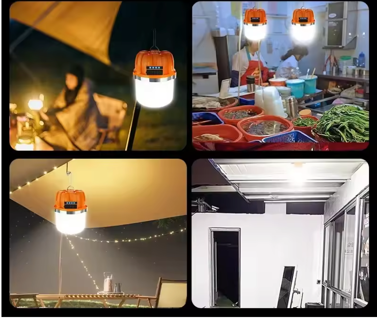 LED Camping Lamp – Oplaadbare Hanglamp met Powerbank en Batterij Indicator, 3 Lichtstanden