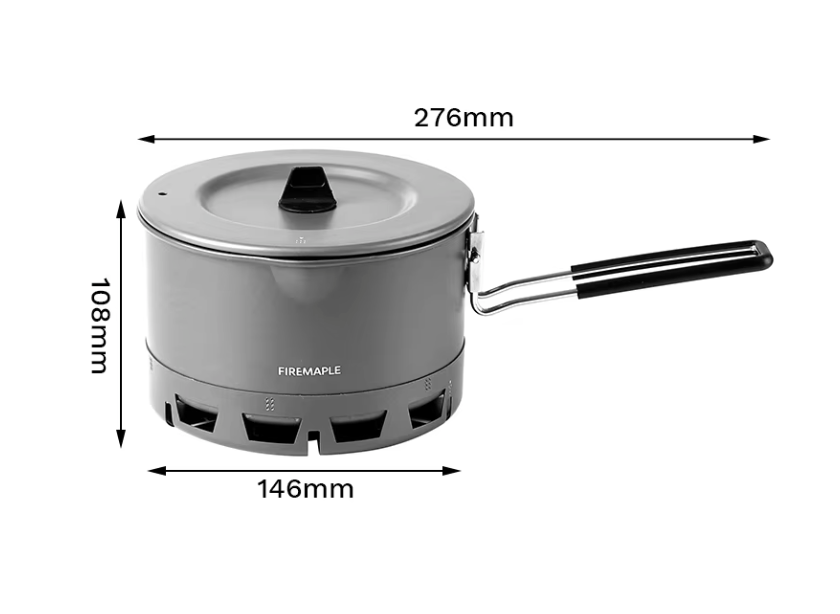 Ultralichte Camping Kookpot 800 ml – Compacte Heat Exchanger Pan voor Hiking en Outdoor