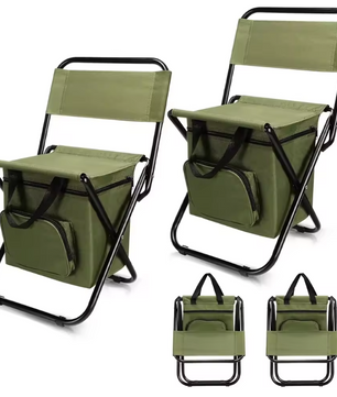 Opvouwbare Campingstoel met Koeltas – Lichtgewicht Vouwstoel met Rugleuning voor Strand en Outdoor