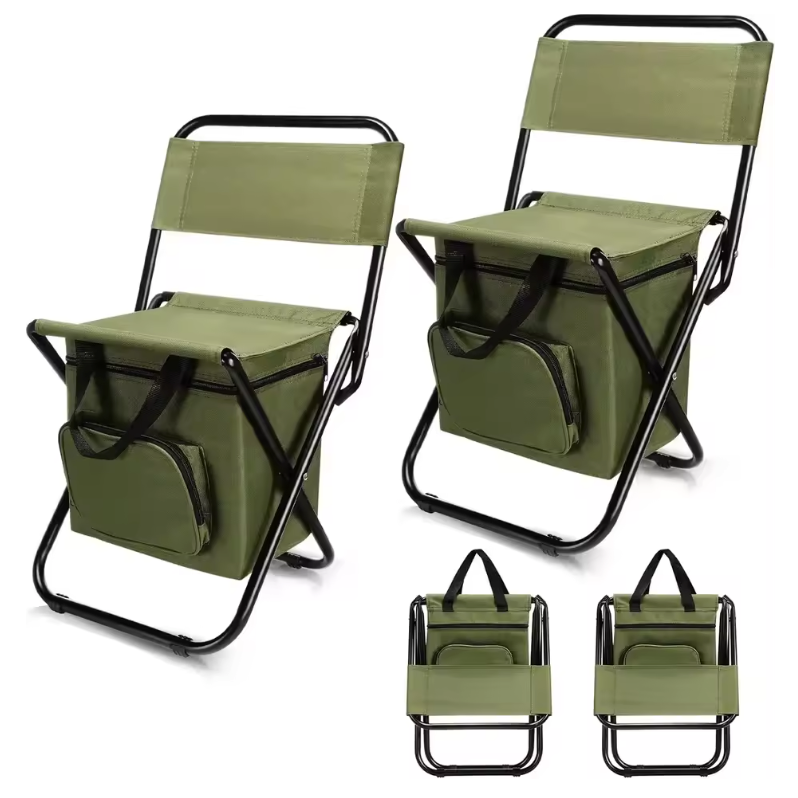 Opvouwbare Campingstoel met Koeltas – Lichtgewicht Vouwstoel met Rugleuning voor Strand en Outdoor