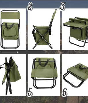 Opvouwbare Campingstoel met Koeltas – Lichtgewicht Vouwstoel met Rugleuning voor Strand en Outdoor