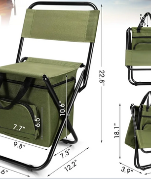 Opvouwbare Campingstoel met Koeltas – Lichtgewicht Vouwstoel met Rugleuning voor Strand en Outdoor