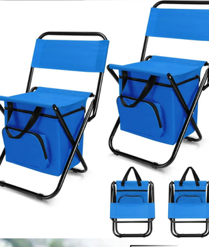 Opvouwbare Campingstoel met Koeltas – Lichtgewicht Vouwstoel met Rugleuning voor Strand en Outdoor