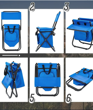 Opvouwbare Campingstoel met Koeltas – Lichtgewicht Vouwstoel met Rugleuning voor Strand en Outdoor