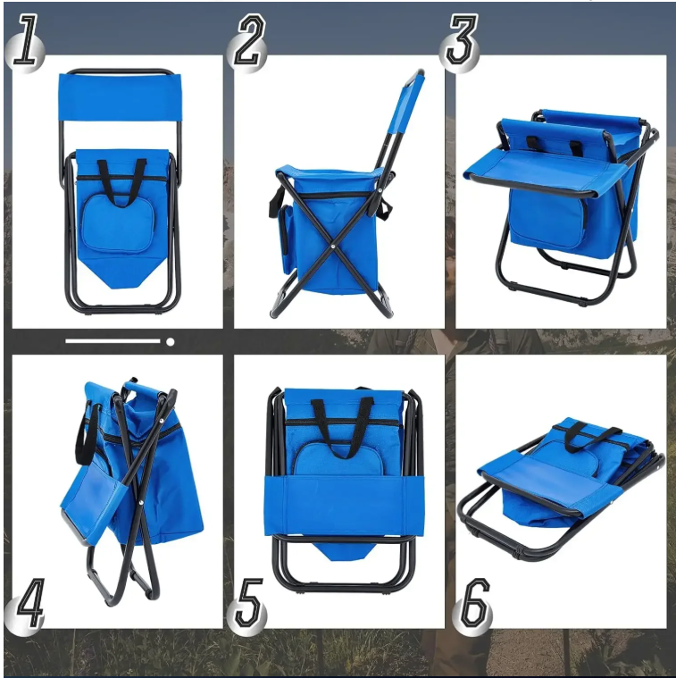Opvouwbare Campingstoel met Koeltas – Lichtgewicht Vouwstoel met Rugleuning voor Strand en Outdoor