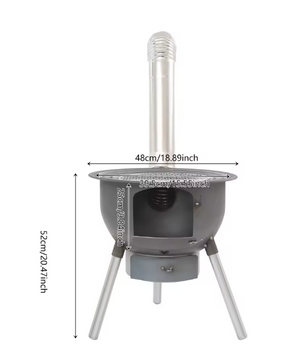 Multifunctioneel Camping Kooktoestel – Houtgestookte Stove met Grillrek voor Outdoor Koken en Verwarmen