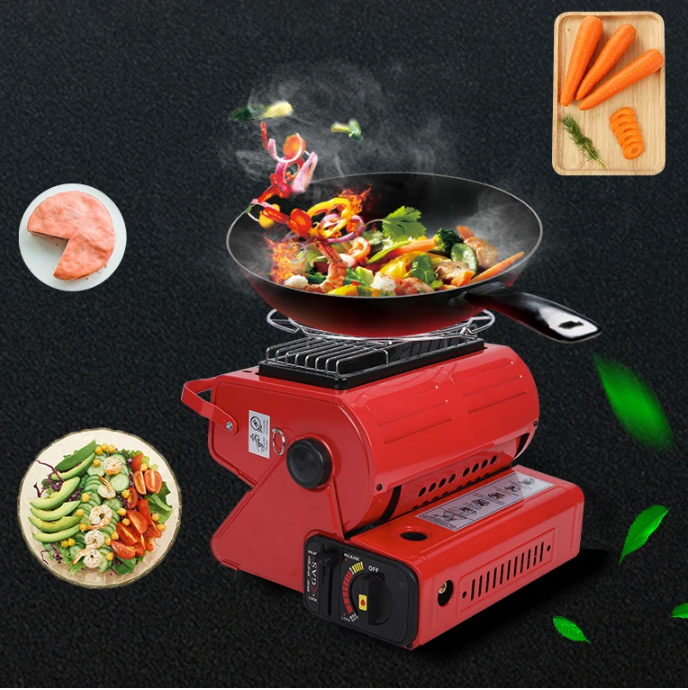 Draagbare Butaan Kachel – Camping Heater met Dubbele Warmtebron voor Outdoor en Noodgebruik