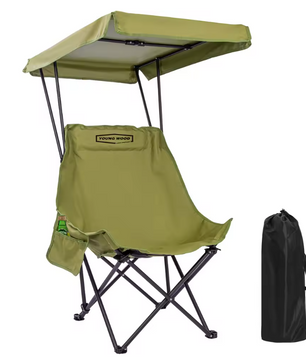 Opvouwbare Campingstoel met Zonnescherm – Lichtgewicht Strandstoel met Luifel en Extra Comfort