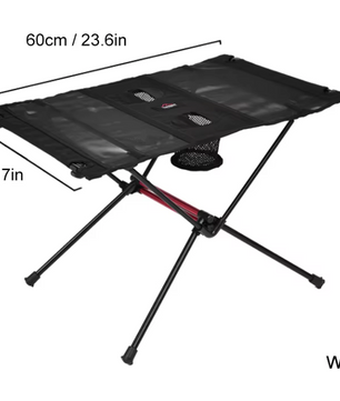 Opvouwbare Campingtafel – Lichtgewicht Tafel met Bekerhouders en Opbergvak voor Outdoor en Picknick