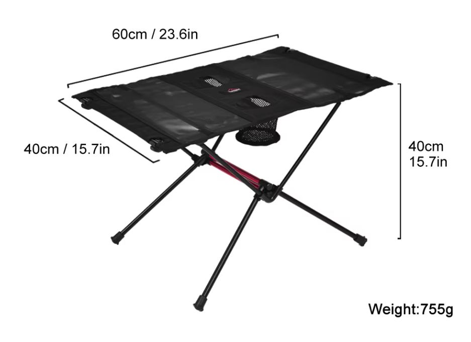 Opvouwbare Campingtafel – Lichtgewicht Tafel met Bekerhouders en Opbergvak voor Outdoor en Picknick