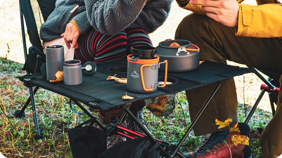 Opvouwbare Campingtafel – Lichtgewicht Tafel met Bekerhouders en Opbergvak voor Outdoor en Picknick