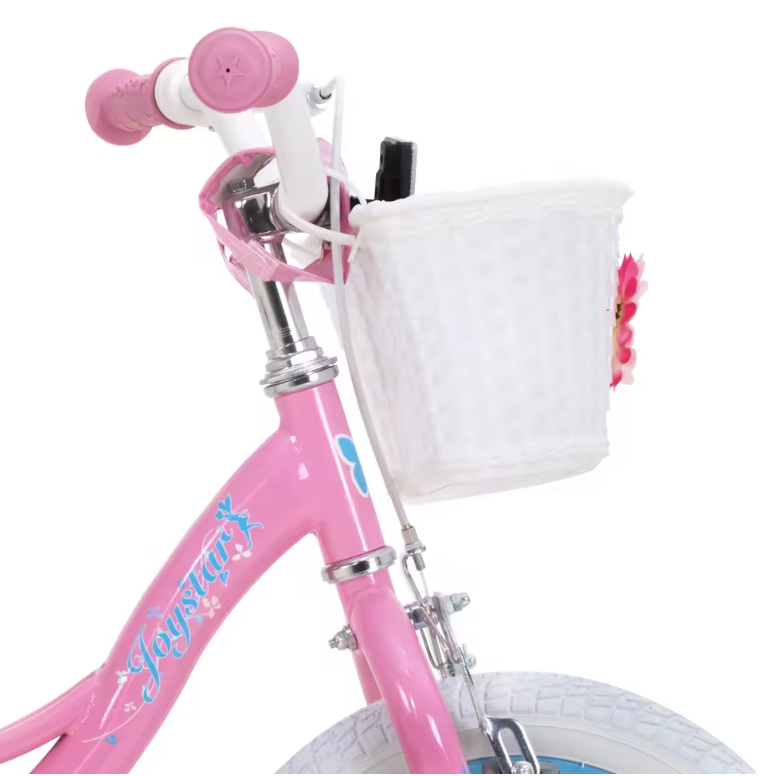 Kinderfiets met Zijwieltjes – Meisjes Fiets met Mandje en Handrem