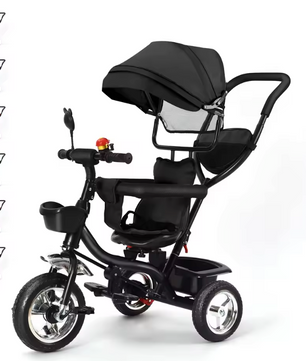 Meegroeifiets 3-in-1 Kinderdriewieler – Met Duwstang, Zonnescherm en Mand