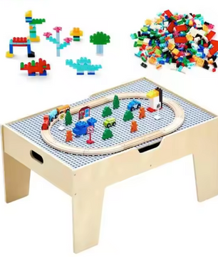 Kinder Speeltafel met Bouwblokken – 5-in-1 Activiteitentafel met Treinset en Opbergruimte
