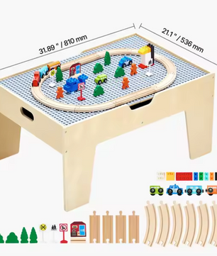 Kinder Speeltafel met Bouwblokken – 5-in-1 Activiteitentafel met Treinset en Opbergruimte