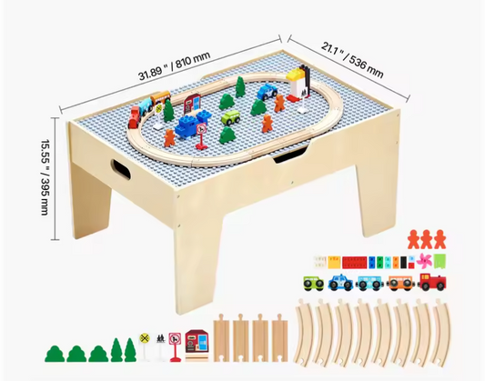 Kinder Speeltafel met Bouwblokken – 5-in-1 Activiteitentafel met Treinset en Opbergruimte
