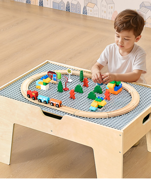 Kinder Speeltafel met Bouwblokken – 5-in-1 Activiteitentafel met Treinset en Opbergruimte