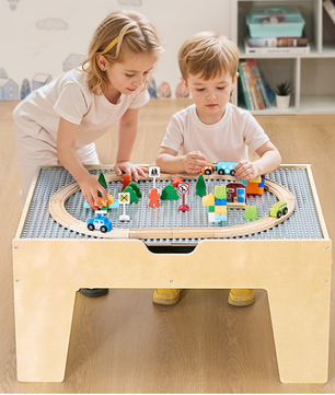 Kinder Speeltafel met Bouwblokken – 5-in-1 Activiteitentafel met Treinset en Opbergruimte