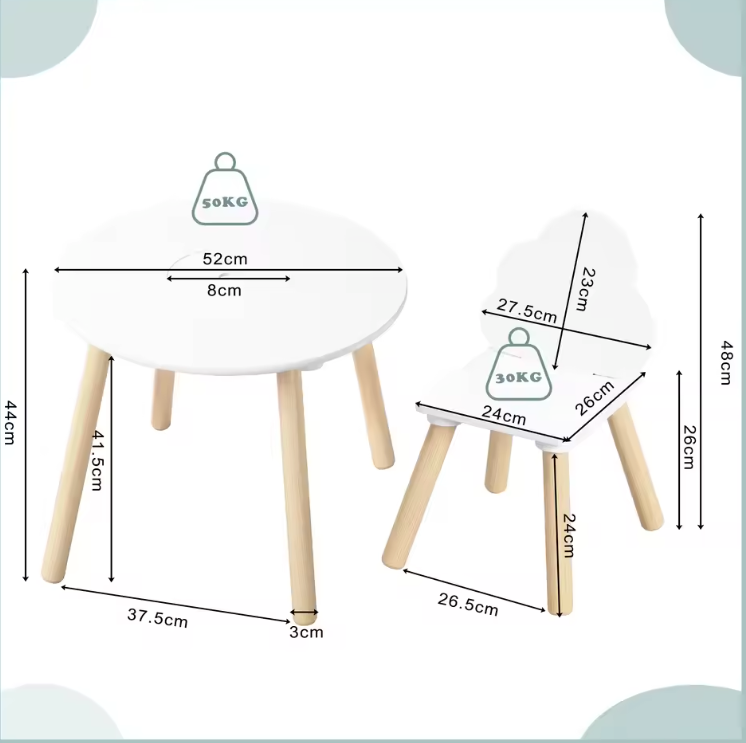 Kinder Tafel met 2 Stoelen – Houten Speeltafel met Rugleuning en Opbergruimte