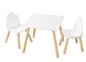 Kinder Tafel met 2 Stoelen – Houten Speeltafel met Rugleuning en Opbergruimte