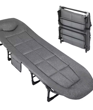 Draagbaar Opklapbaar Campingbed met Kussen – Stevig en Comfortabel Slaapbed tot 227 kg