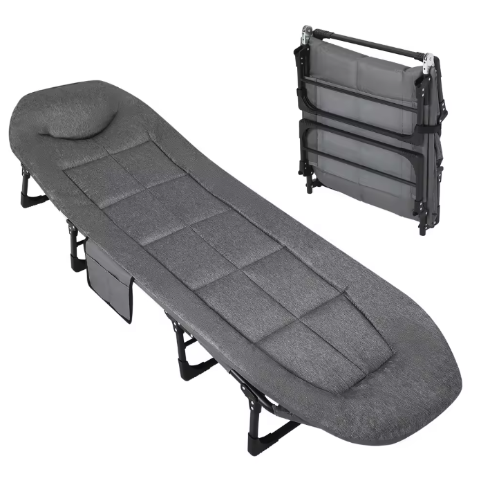 Draagbaar Opklapbaar Campingbed met Kussen – Stevig en Comfortabel Slaapbed tot 227 kg