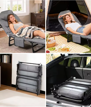 Draagbaar Opklapbaar Campingbed met Kussen – Stevig en Comfortabel Slaapbed tot 227 kg