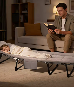 Draagbaar Opklapbaar Campingbed met Kussen – Stevig en Comfortabel Slaapbed tot 227 kg