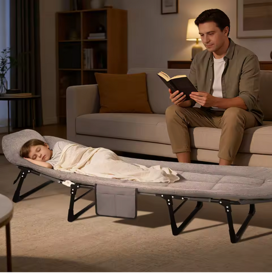 Draagbaar Opklapbaar Campingbed met Kussen – Stevig en Comfortabel Slaapbed tot 227 kg