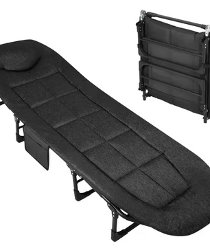 Draagbaar Opklapbaar Campingbed met Kussen – Stevig en Comfortabel Slaapbed tot 227 kg