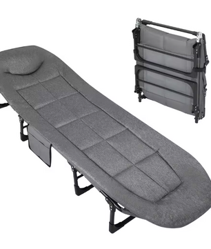 Draagbaar Opklapbaar Campingbed met Kussen – Stevig en Comfortabel Slaapbed tot 227 kg