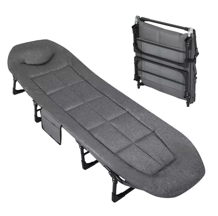 Draagbaar Opklapbaar Campingbed met Kussen – Stevig en Comfortabel Slaapbed tot 227 kg