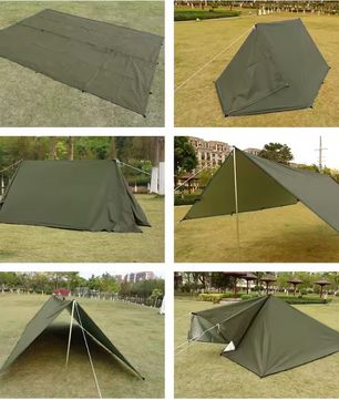 Waterdicht Bushcraft Tarp 19 Ophangpunten – Multifunctioneel Zonnescherm en Outdoor Luifel 3x3m / 3x4m / 3x5m / 4x4m
