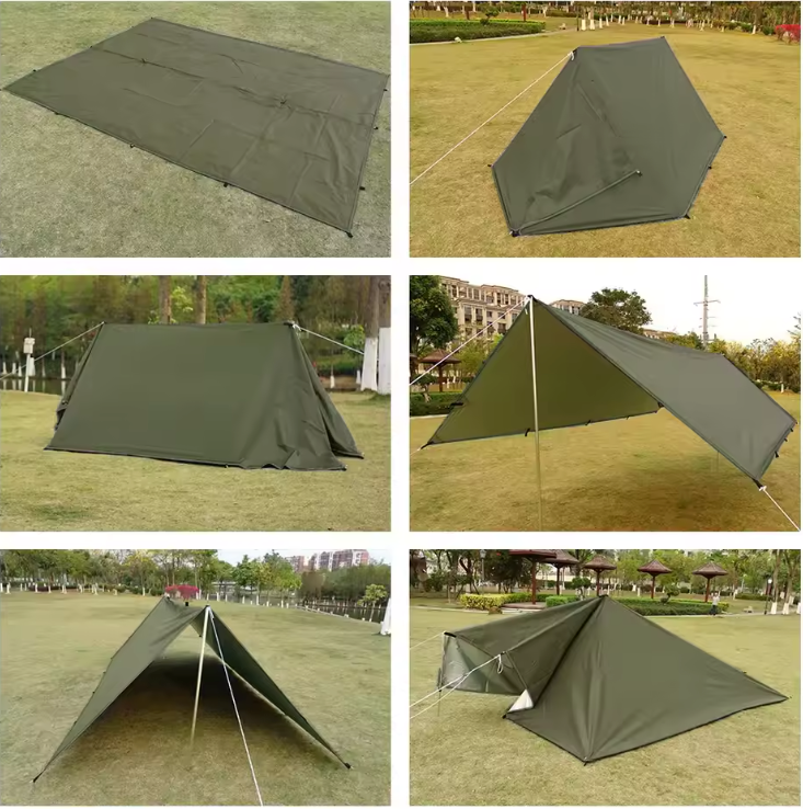 Waterdicht Bushcraft Tarp 19 Ophangpunten – Multifunctioneel Zonnescherm en Outdoor Luifel 3x3m / 3x4m / 3x5m / 4x4m