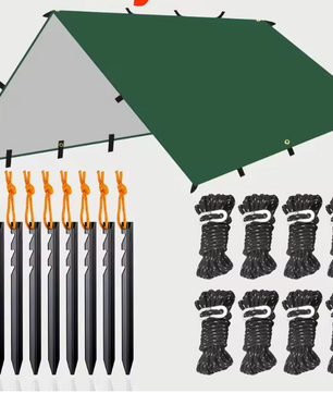 Waterdicht Bushcraft Tarp 19 Ophangpunten – Multifunctioneel Zonnescherm en Outdoor Luifel 3x3m / 3x4m / 3x5m / 4x4m