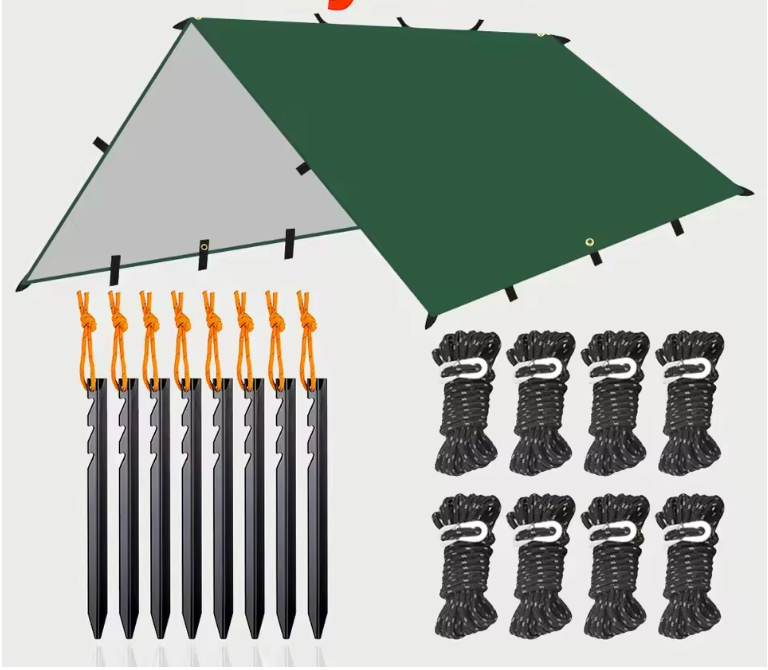 Waterdicht Bushcraft Tarp 19 Ophangpunten – Multifunctioneel Zonnescherm en Outdoor Luifel 3x3m / 3x4m / 3x5m / 4x4m