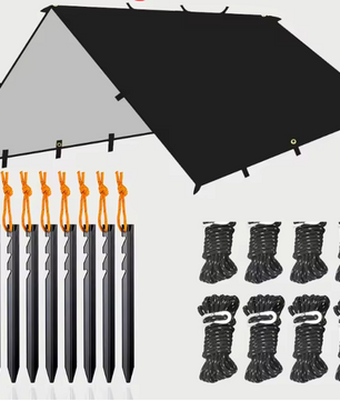 Waterdicht Bushcraft Tarp 19 Ophangpunten – Multifunctioneel Zonnescherm en Outdoor Luifel 3x3m / 3x4m / 3x5m / 4x4m