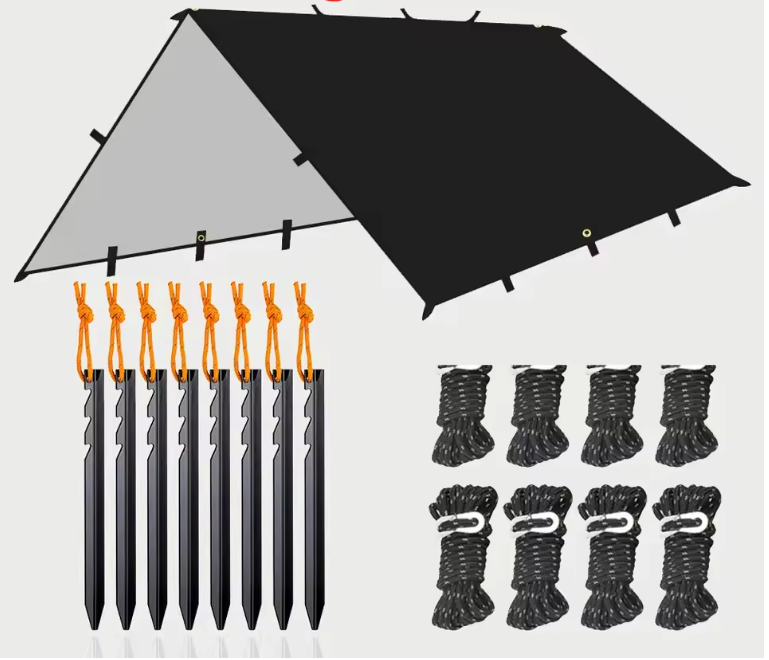 Waterdicht Bushcraft Tarp 19 Ophangpunten – Multifunctioneel Zonnescherm en Outdoor Luifel 3x3m / 3x4m / 3x5m / 4x4m