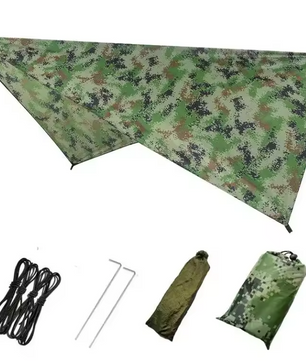 Waterdichte Outdoor Tarp 230x140 cm – Multifunctioneel Zonnescherm, Regenluifel en Picknickmat voor Camping en BBQ