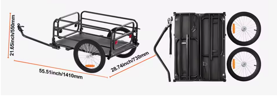 Fietskar Bagagekar – Opvouwbare Fiets Trailer met Grote Laadcapaciteit