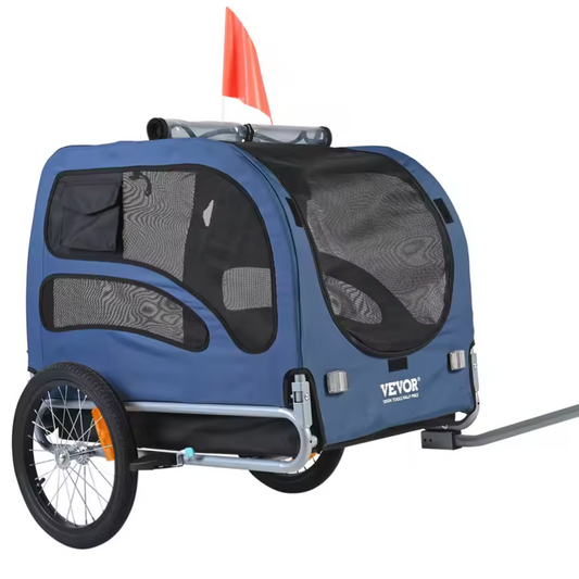 Opvouwbare Hondenfietskar – Fietsaanhanger voor Huisdieren tot 45 kg met Reflectoren en Vlag