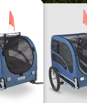 Opvouwbare Hondenfietskar – Fietsaanhanger voor Huisdieren tot 45 kg met Reflectoren en Vlag
