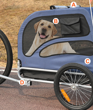 Opvouwbare Hondenfietskar – Fietsaanhanger voor Huisdieren tot 45 kg met Reflectoren en Vlag