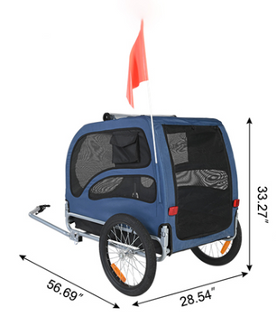 Opvouwbare Hondenfietskar – Fietsaanhanger voor Huisdieren tot 45 kg met Reflectoren en Vlag